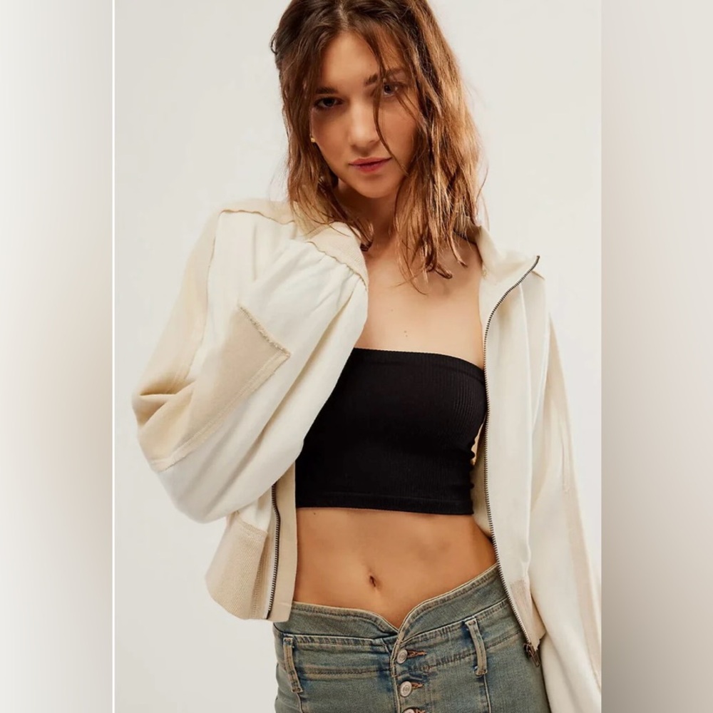 FREE PEOPLE WE THE FREE ASHER TRACK ZIP UP JACKET CROPPED TOP NWOT